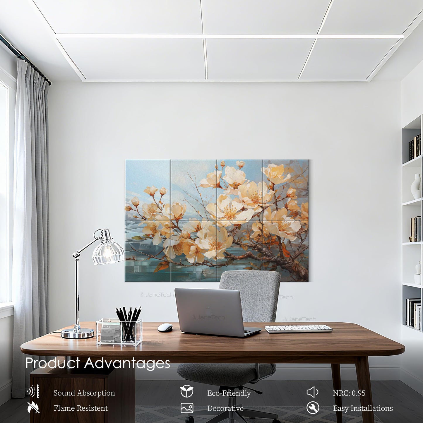 Acoustic Sound Absorbing Panels, Wall Art with Nano Glue for Home Studio & Office