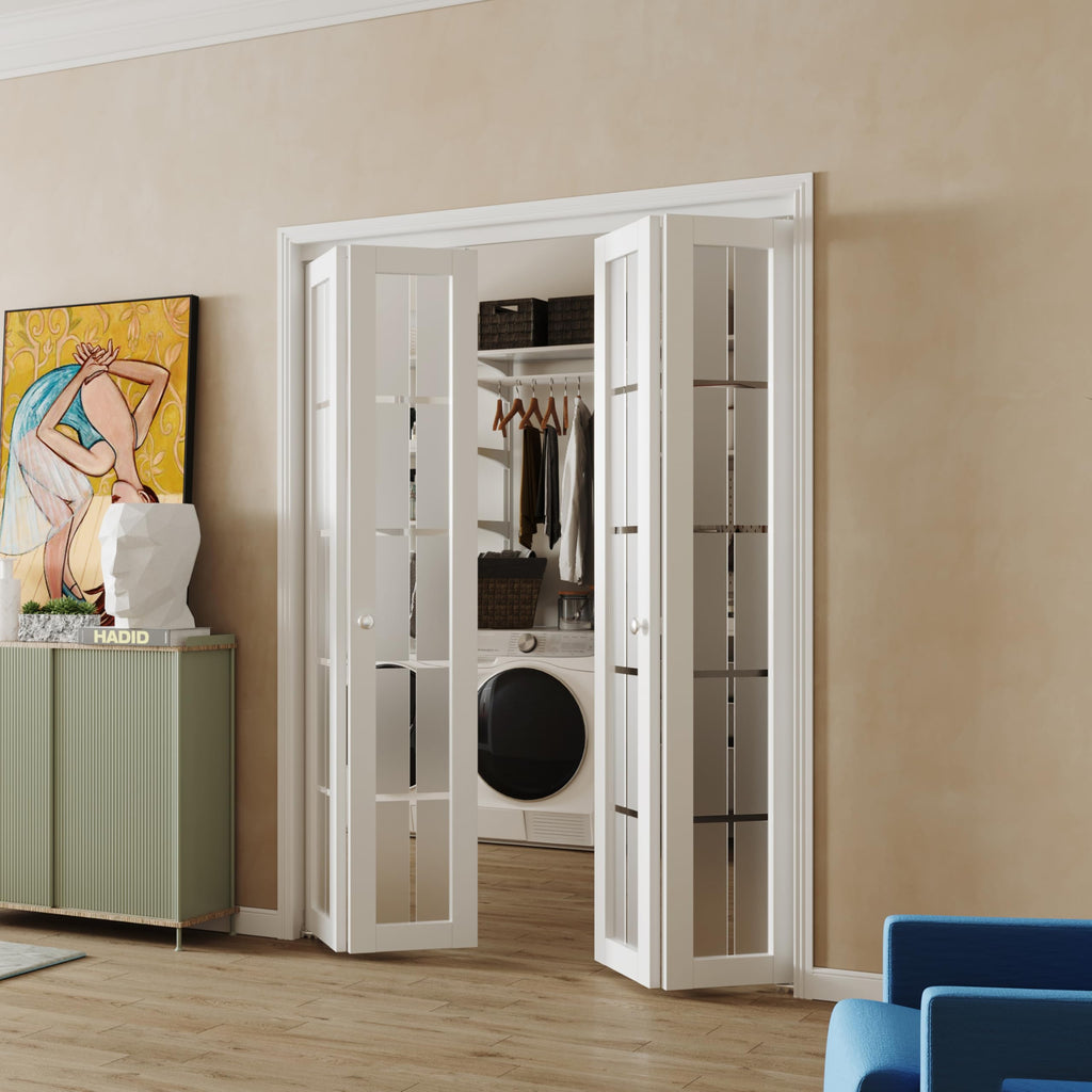White Folding Closet Doors with Hardware Kit