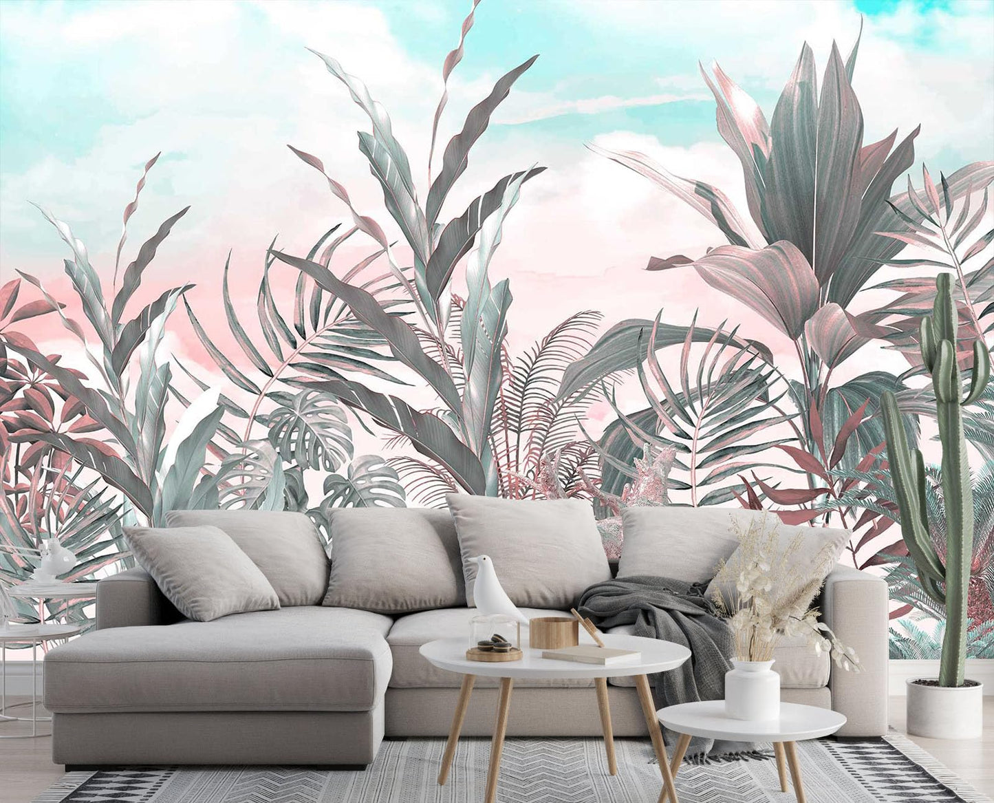 Mountain Stream Forest Wall Mural with Sunlight, Non-Adhesive Wallpaper