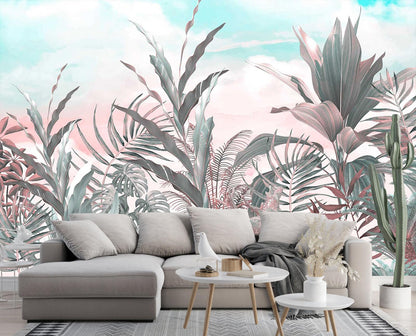 Mountain Stream Forest Wall Mural with Sunlight, Non-Adhesive Wallpaper