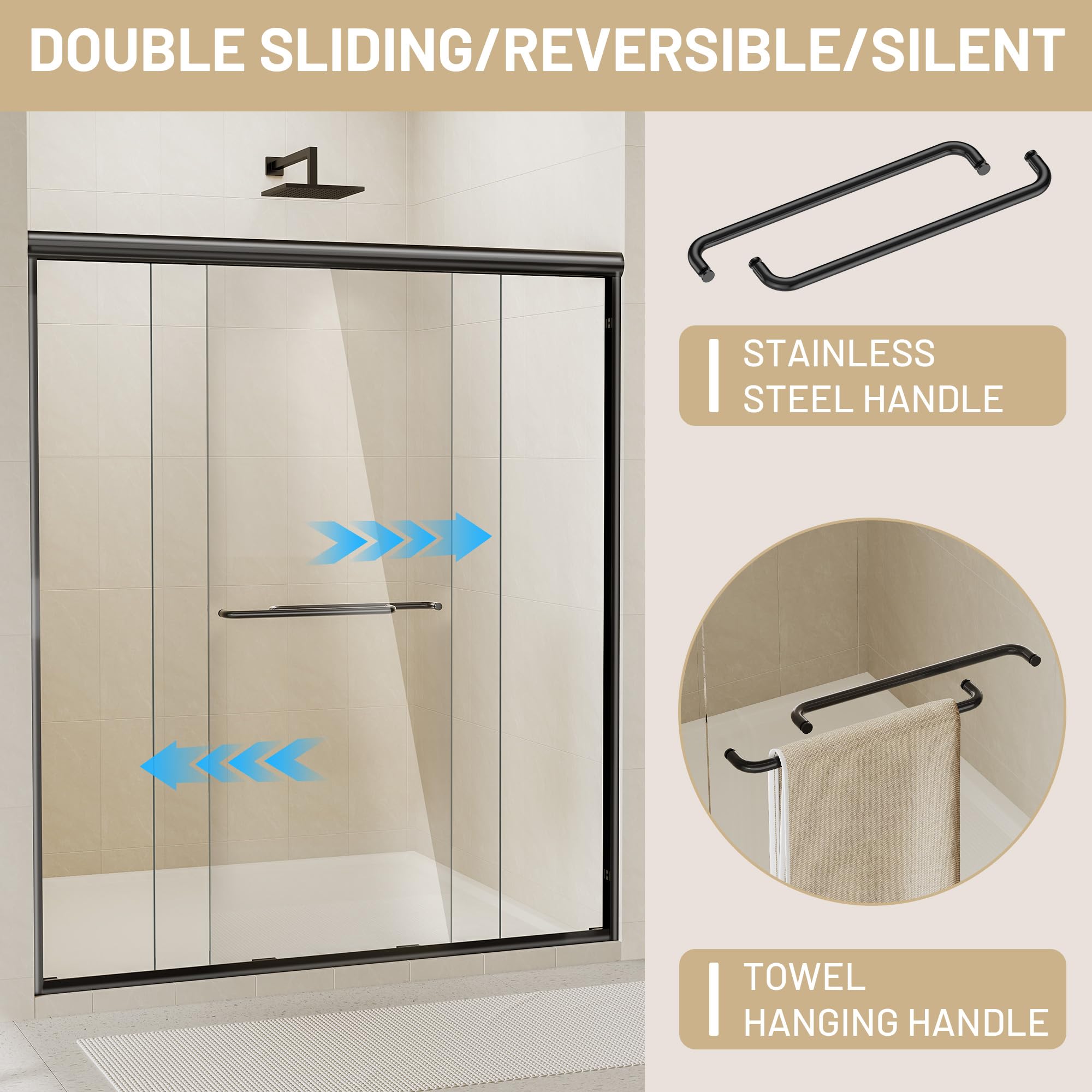 Glass Shower Door, Frameless or Sliding Option