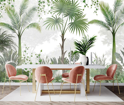 Mountain Stream Forest Wall Mural with Sunlight, Non-Adhesive Wallpaper