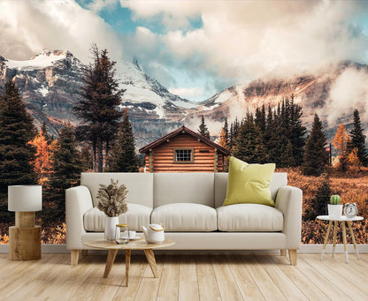 Mountain Stream Forest Wall Mural with Sunlight, Non-Adhesive Wallpaper