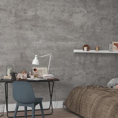 3D Light Grey Concrete Peel-and-Stick Wallpaper, Faux Cement Wall Covering