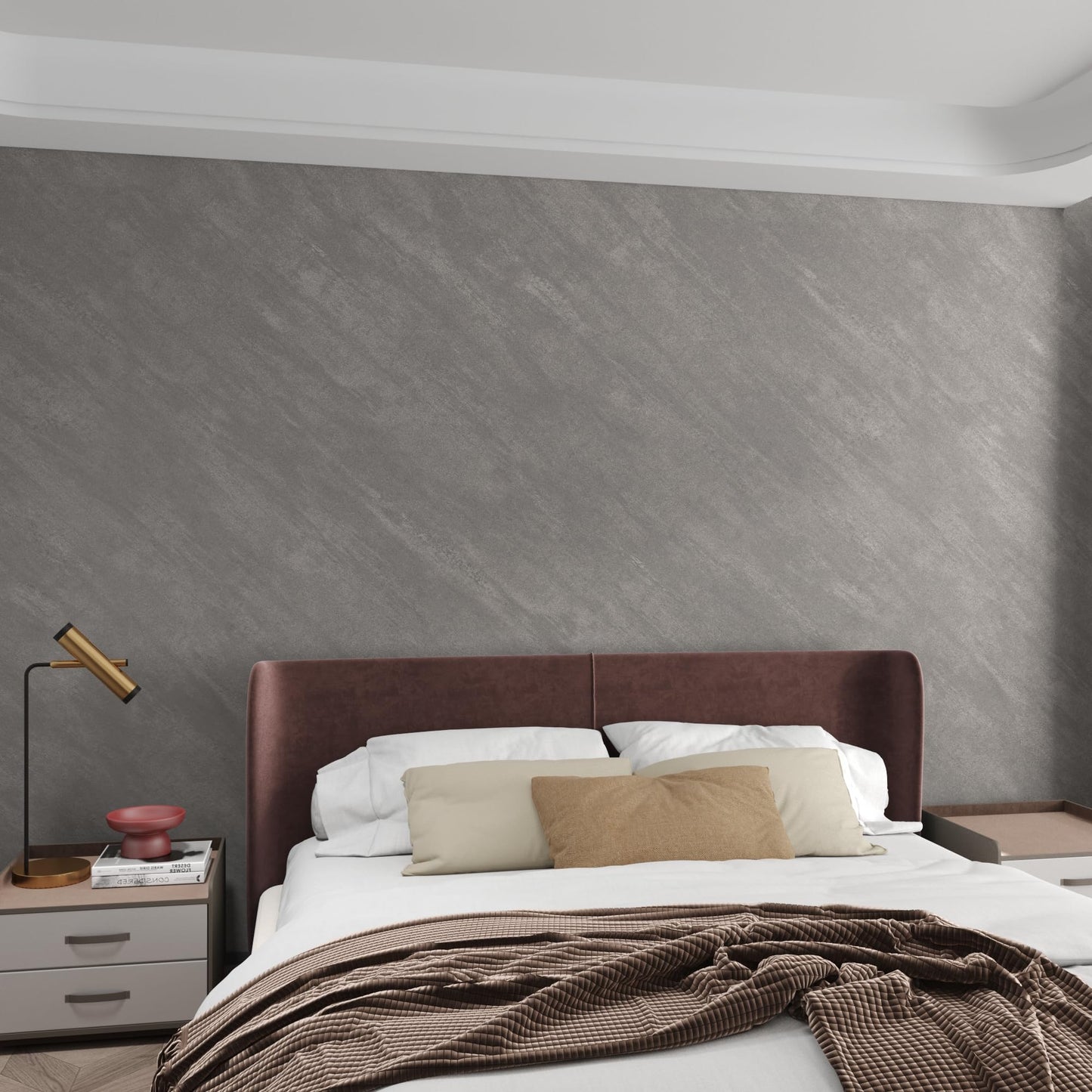 3D Light Grey Concrete Peel-and-Stick Wallpaper, Faux Cement Wall Covering