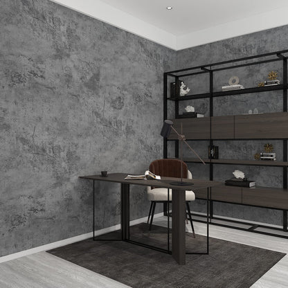 Blue Grey Concrete Wallpaper, Faux Cement Wall Covering for Bedroom