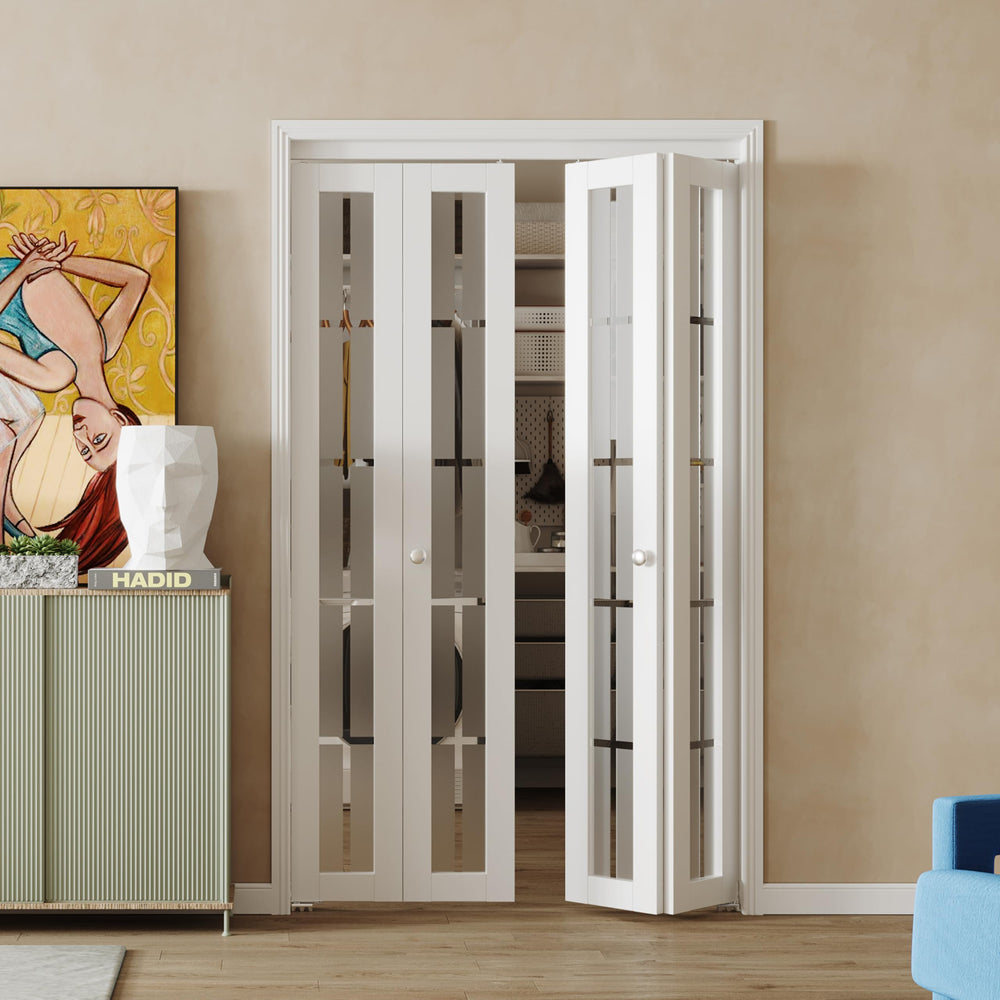 White Folding Closet Doors with Hardware Kit