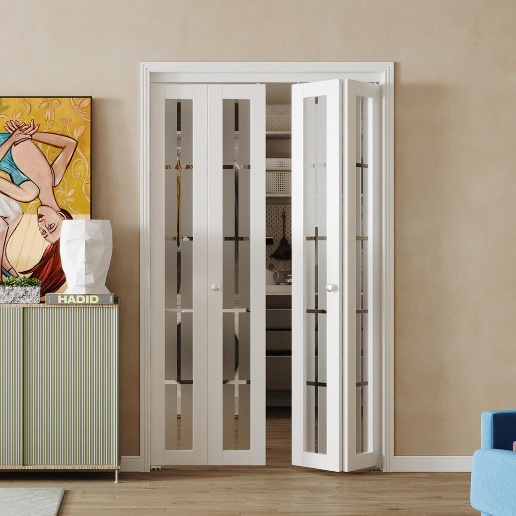 White Folding Closet Doors with Hardware Kit