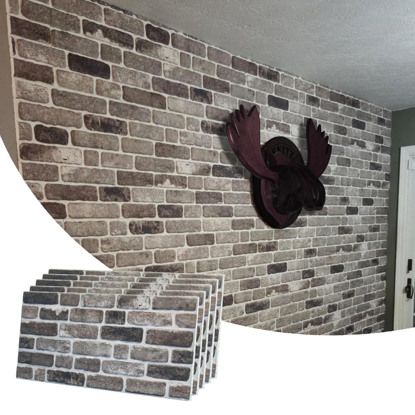 3D Faux Brick Wall Panels, Stone-Look Wall Cladding for Interior Spaces