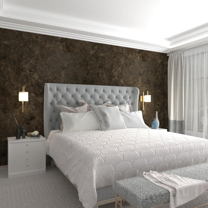 Blue Grey Concrete Wallpaper, Faux Cement Wall Covering for Bedroom
