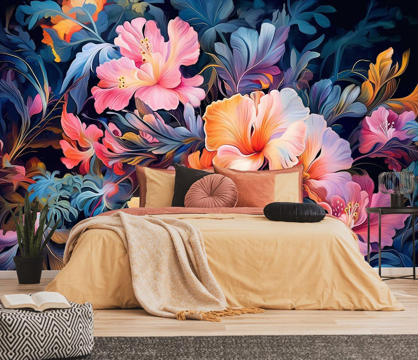 Mountain Stream Forest Wall Mural with Sunlight, Non-Adhesive Wallpaper