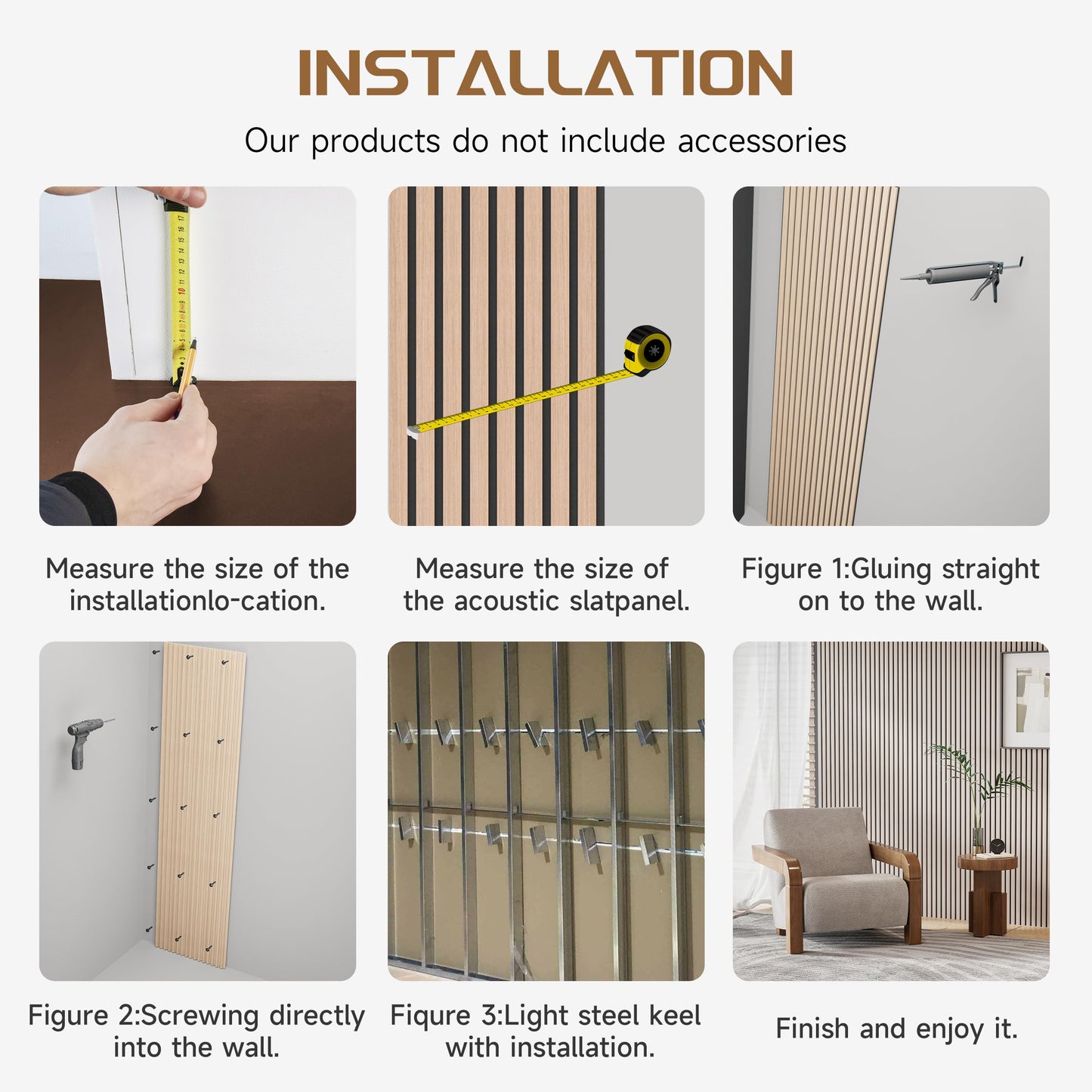 Wood Slat Wall Panels, Decorative Acoustic Accent Slats