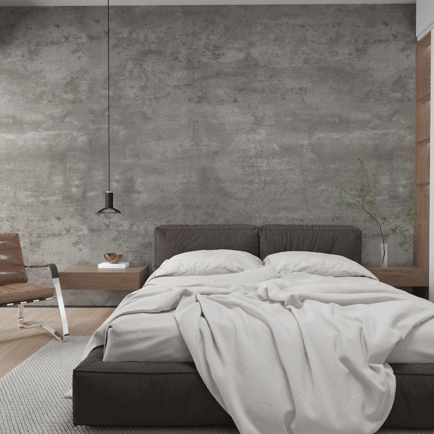 3D Light Grey Concrete Peel-and-Stick Wallpaper, Faux Cement Wall Covering