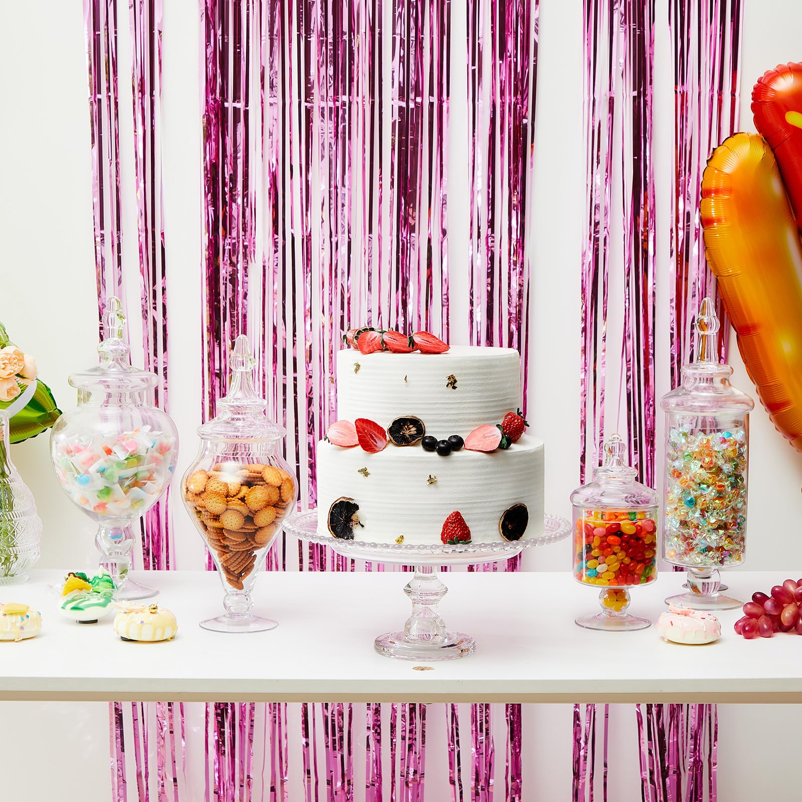 Clear Glass Apothecary Jar Set with Lids, Candy & Cookie Storage Canisters and Cake Stand