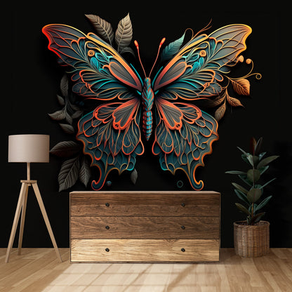 Butterfly Wall Mural Wallpaper, Removable Textile Vinyl Design for Living Room & Bedroom