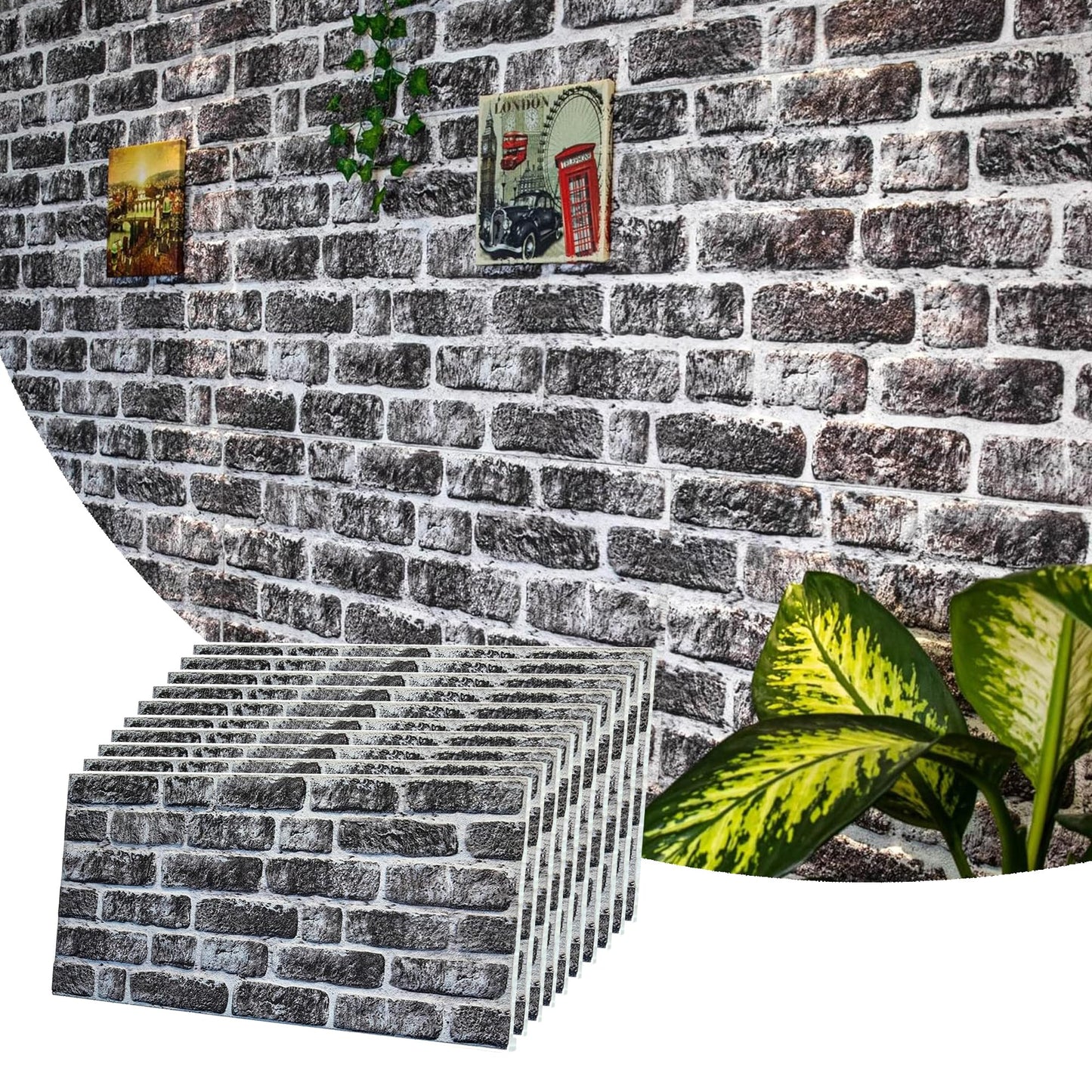 3D Faux Brick Wall Panels, Stone-Look Wall Cladding for Interior Spaces
