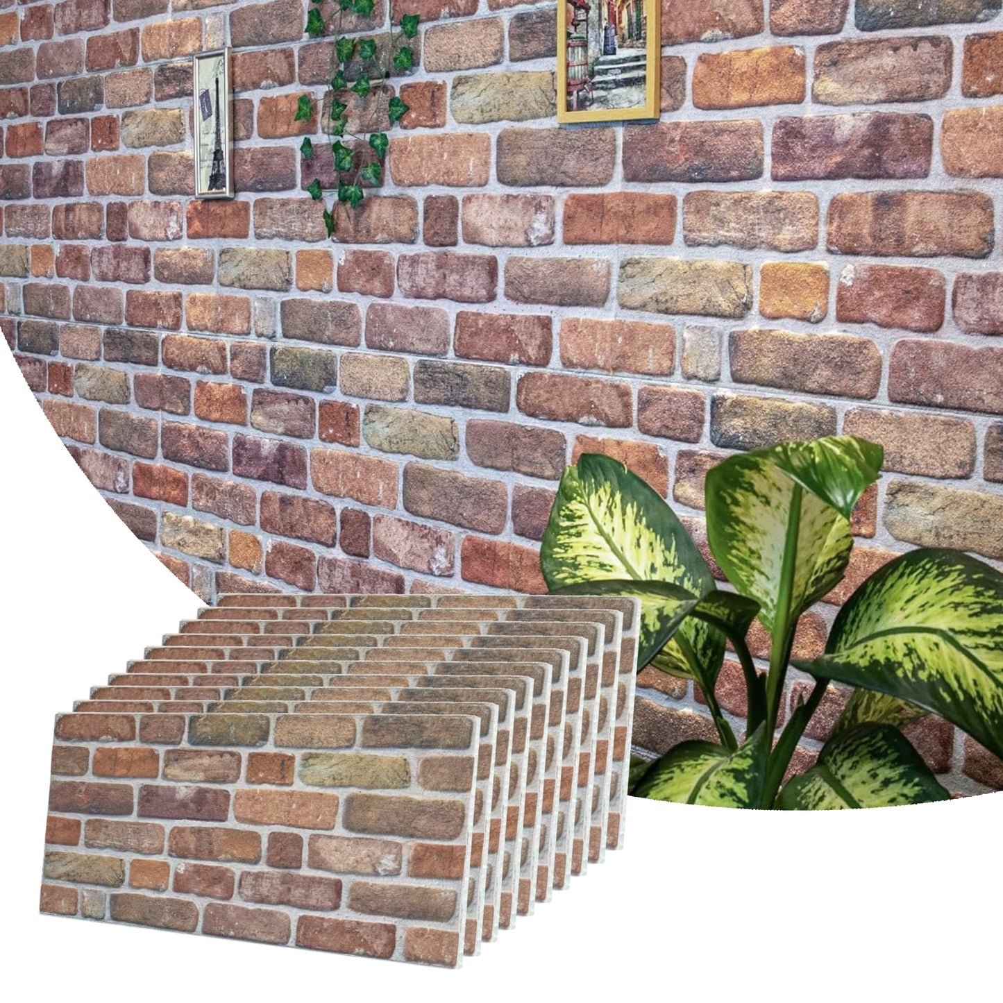 3D Faux Brick Wall Panels, Stone-Look Wall Cladding for Interior Spaces