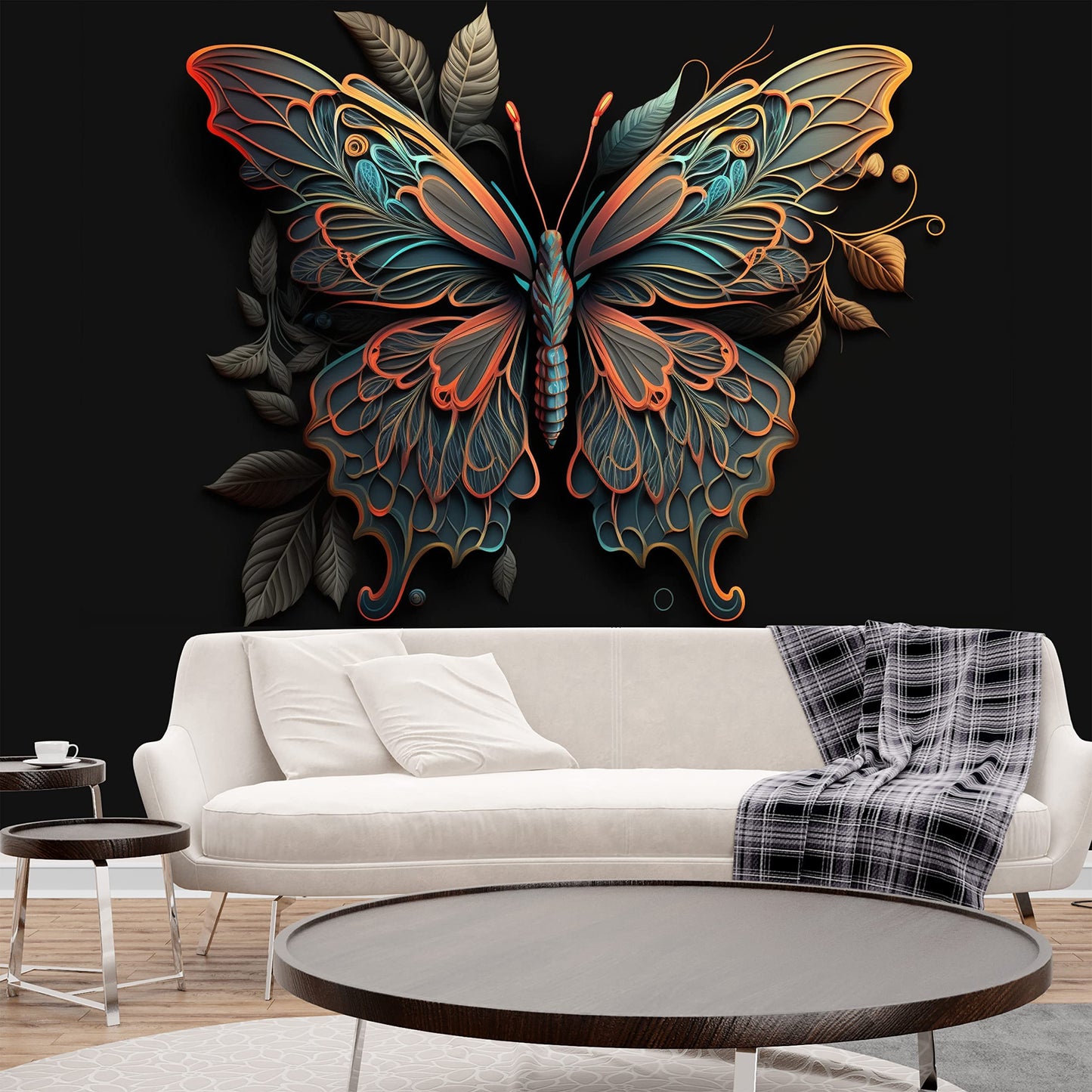 Butterfly Wall Mural Wallpaper, Removable Textile Vinyl Design for Living Room & Bedroom
