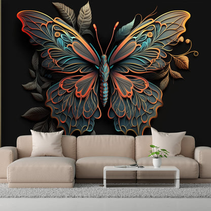 Butterfly Wall Mural Wallpaper, Removable Textile Vinyl Design for Living Room & Bedroom