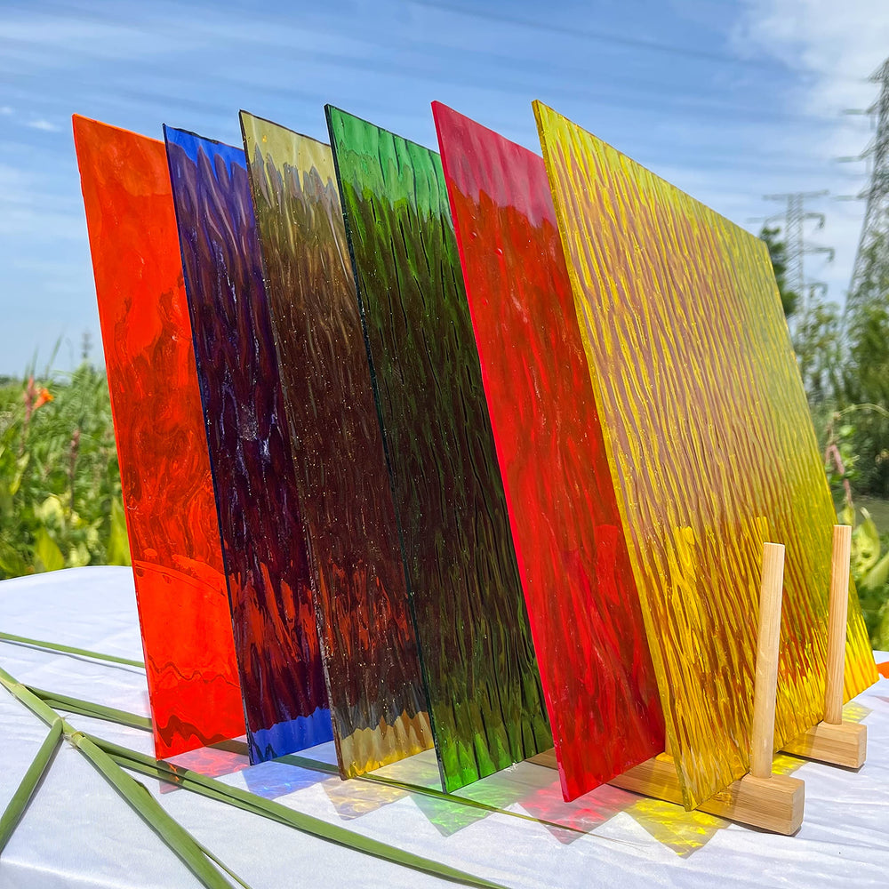 Mosaic Stained Glass Sheets 12" × 12", 6-Pack Assorted Colors for DIY Crafts & Art Projects