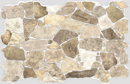 3D Faux Stone PVC Wall Panels, Brown Beige, Pack of 10