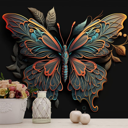 Butterfly Wall Mural Wallpaper, Removable Textile Vinyl Design for Living Room & Bedroom