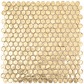 Gold Glass Penny Round Mosaic Tile 12.2" × 12.2", 10-Pack for Kitchen, Bathroom & Walls