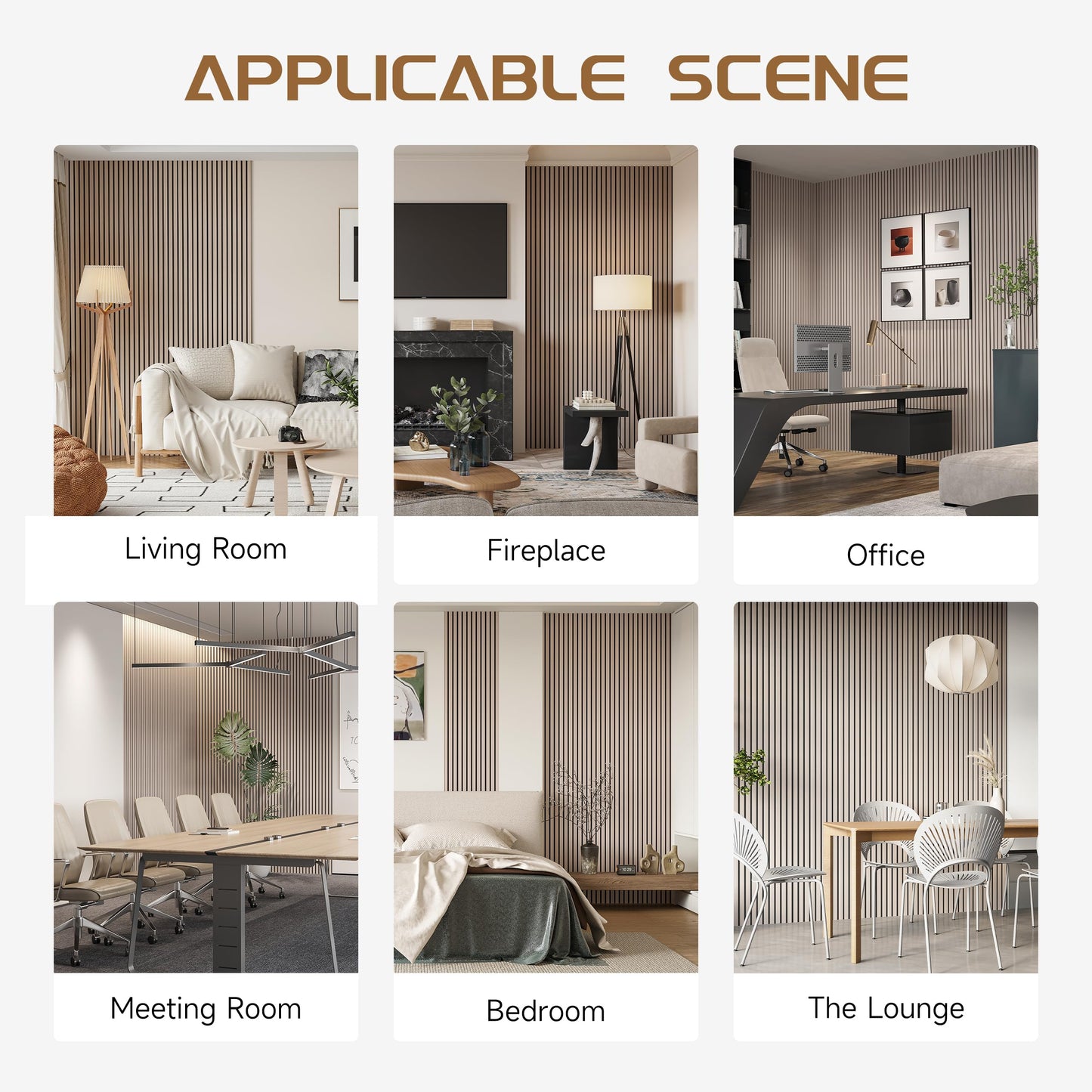 Wood Slat Wall Panels, Decorative Acoustic Accent Slats