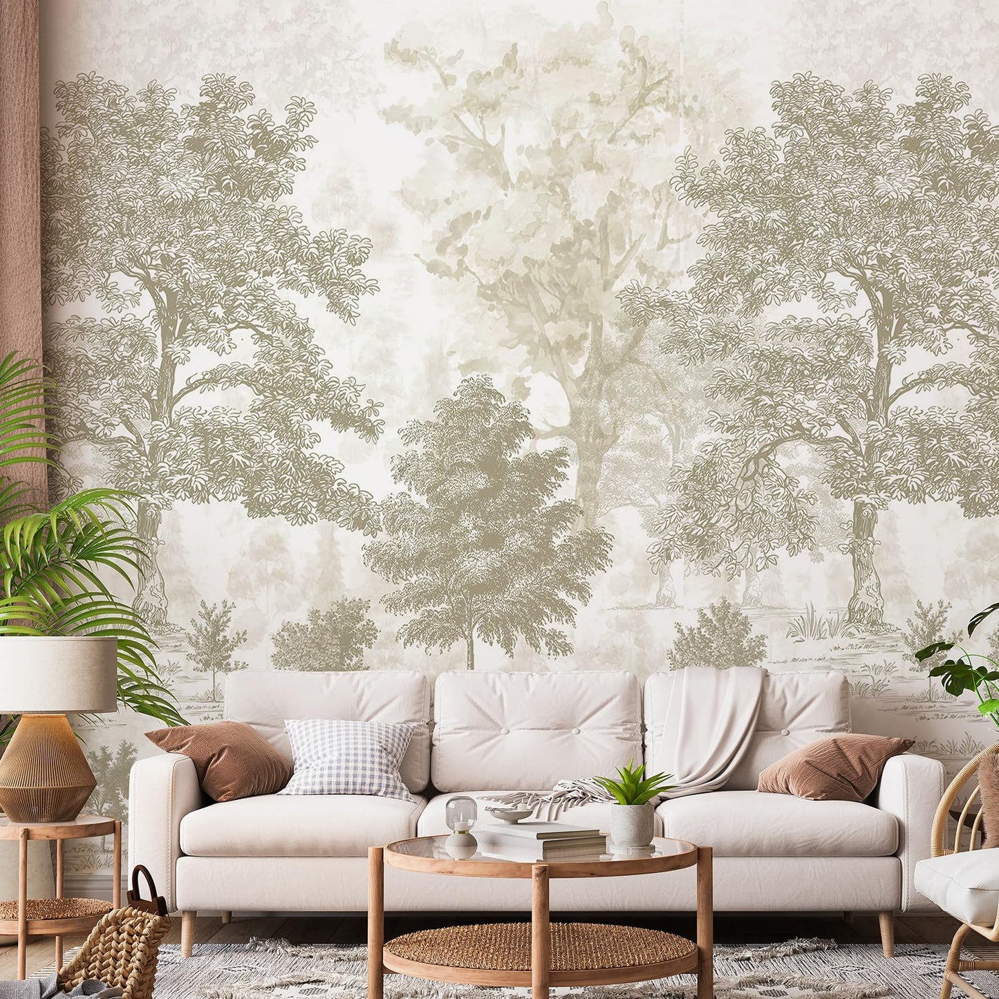 Forest Peel-and-Stick Wall Mural, Large Nature Landscape Canvas for Bedroom & Bathroom
