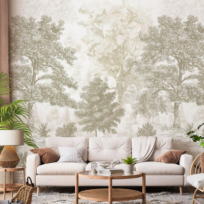 Forest Peel-and-Stick Wall Mural, Large Nature Landscape Canvas for Bedroom & Bathroom