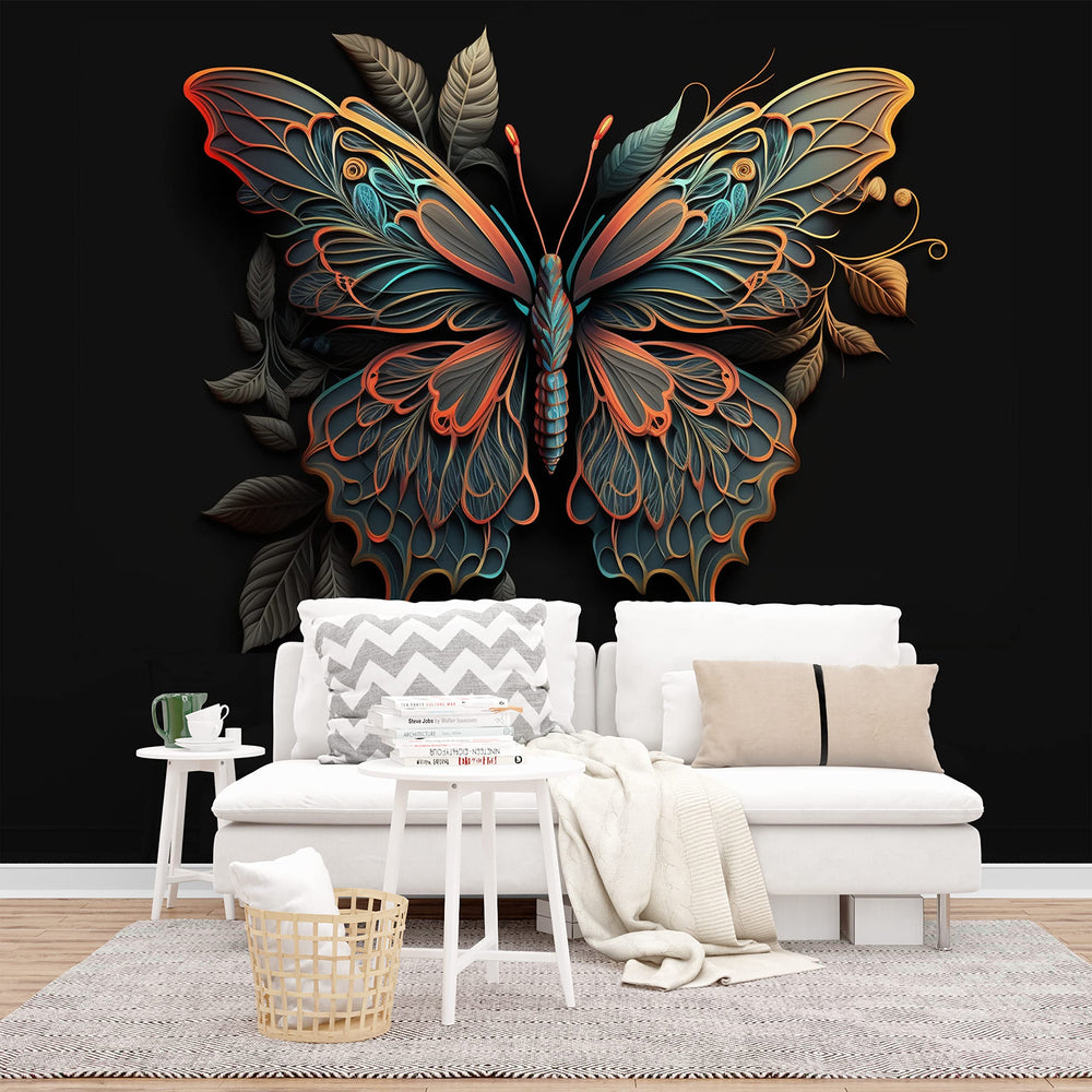 Butterfly Wall Mural Wallpaper, Removable Textile Vinyl Design for Living Room & Bedroom