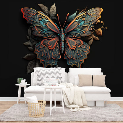 Butterfly Wall Mural Wallpaper, Removable Textile Vinyl Design for Living Room & Bedroom