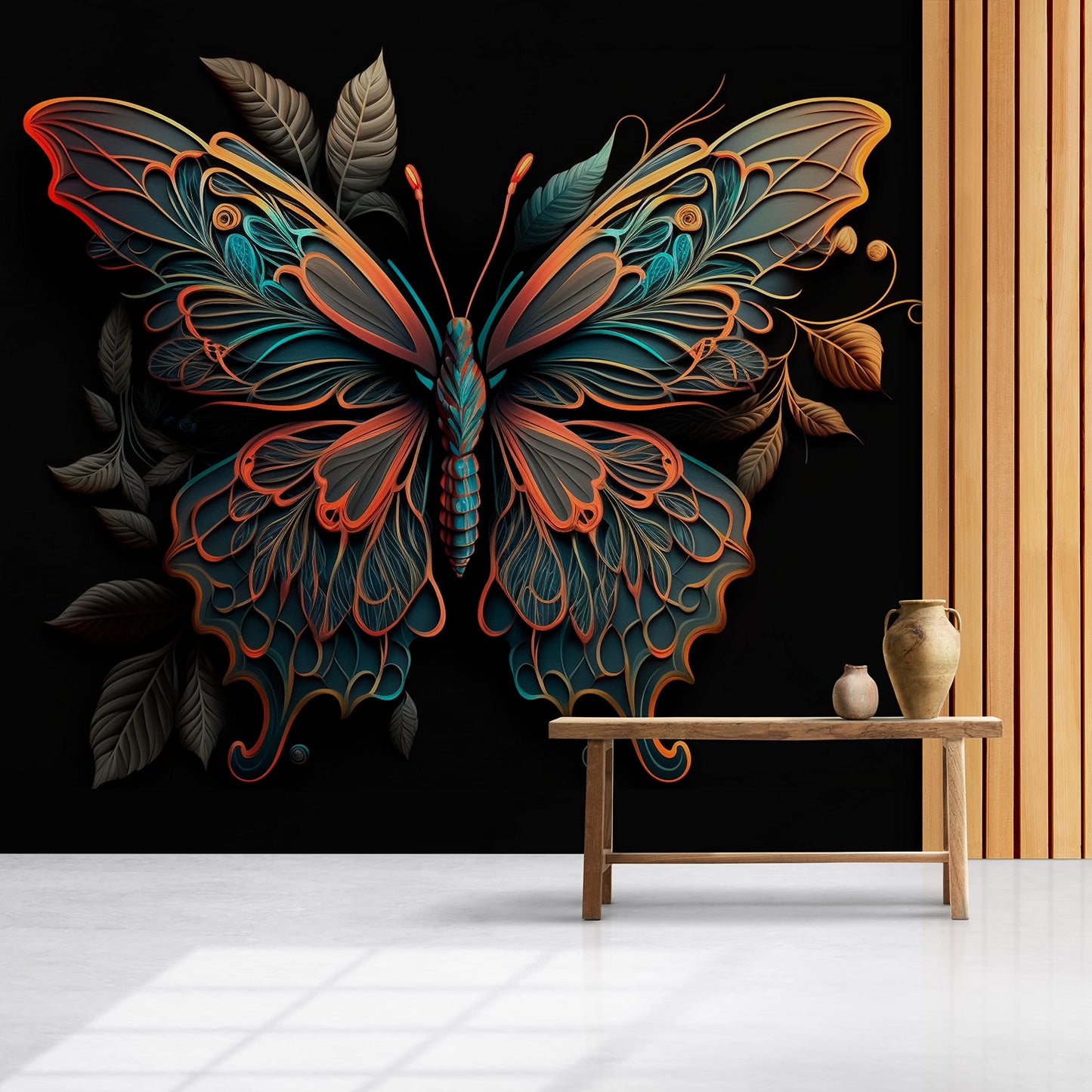 Butterfly Wall Mural Wallpaper, Removable Textile Vinyl Design for Living Room & Bedroom