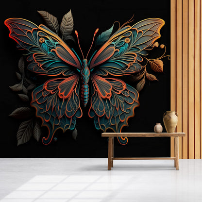 Butterfly Wall Mural Wallpaper, Removable Textile Vinyl Design for Living Room & Bedroom