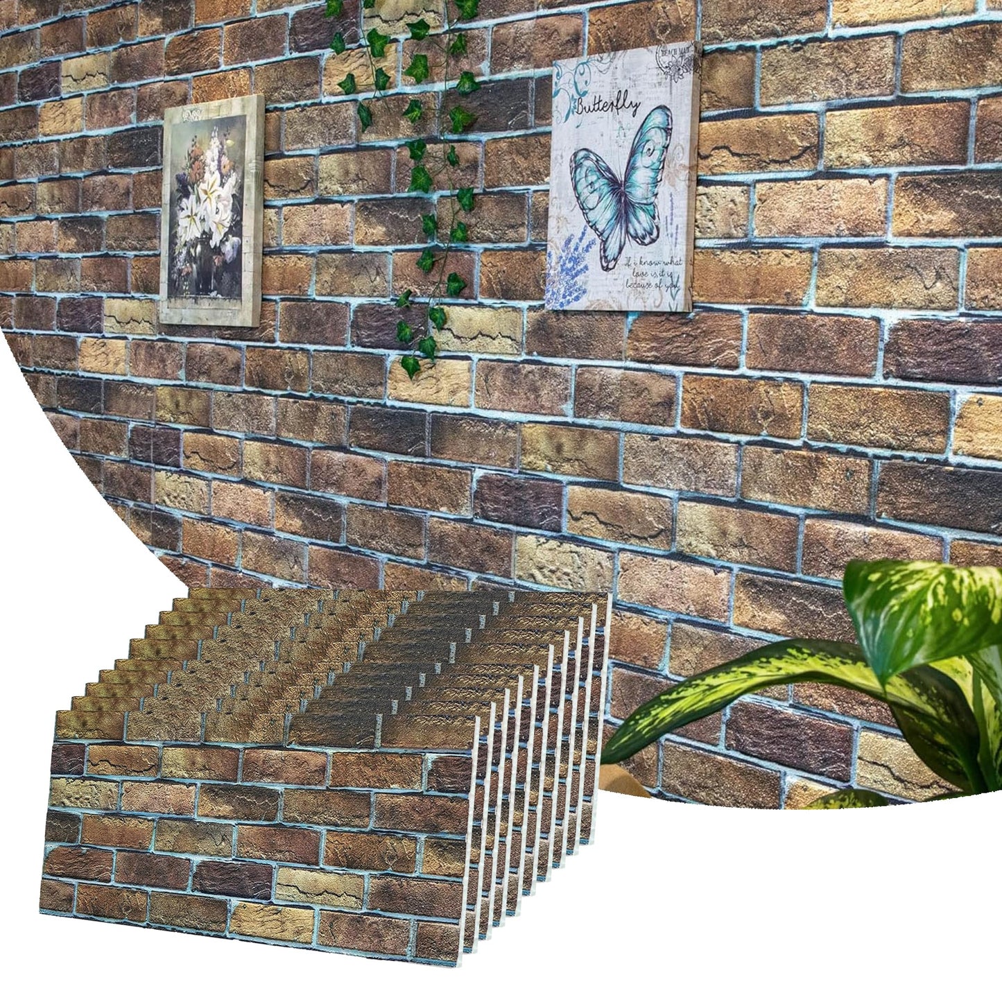 3D Faux Brick Wall Panels, Stone-Look Wall Cladding for Interior Spaces