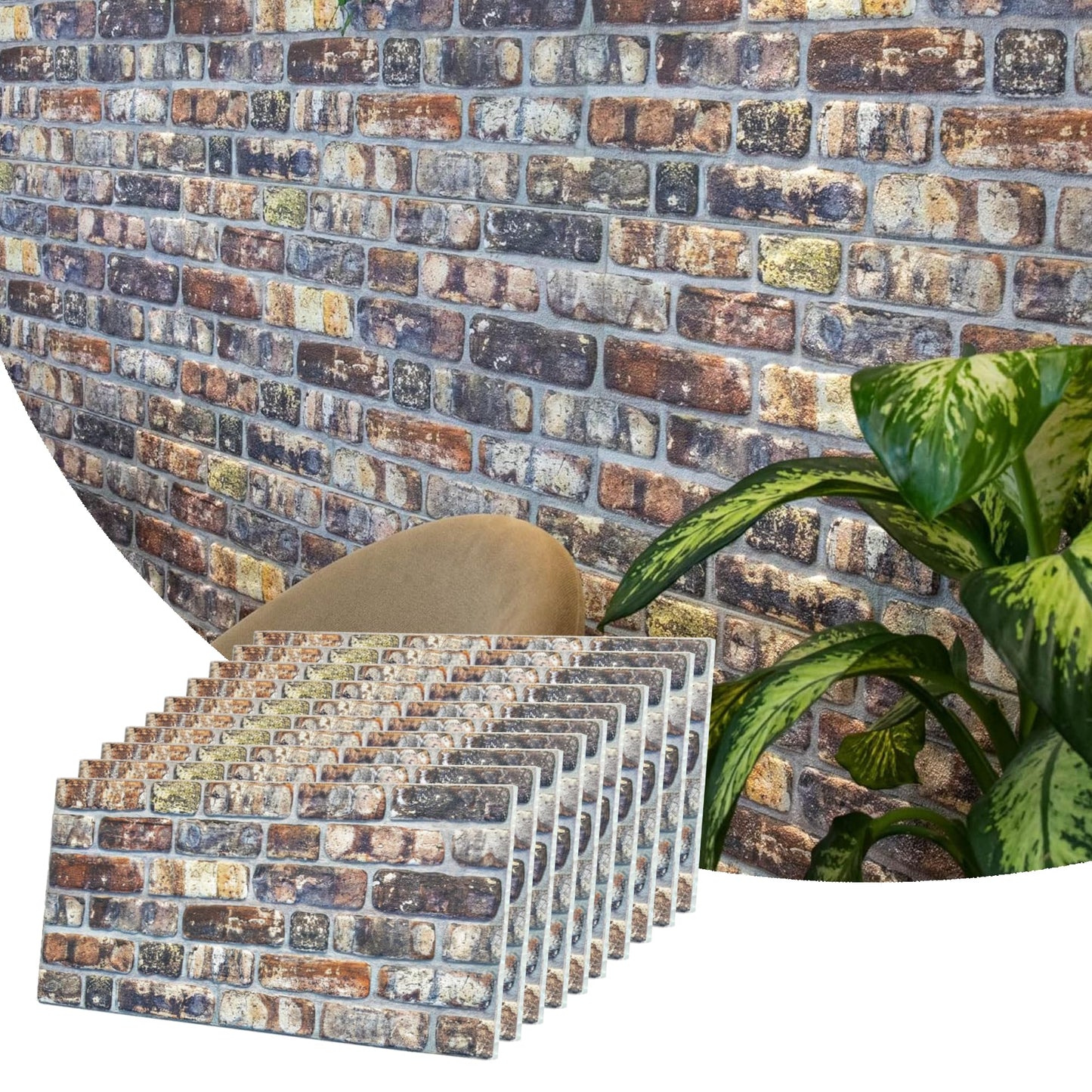 3D Faux Brick Wall Panels, Stone-Look Wall Cladding for Interior Spaces
