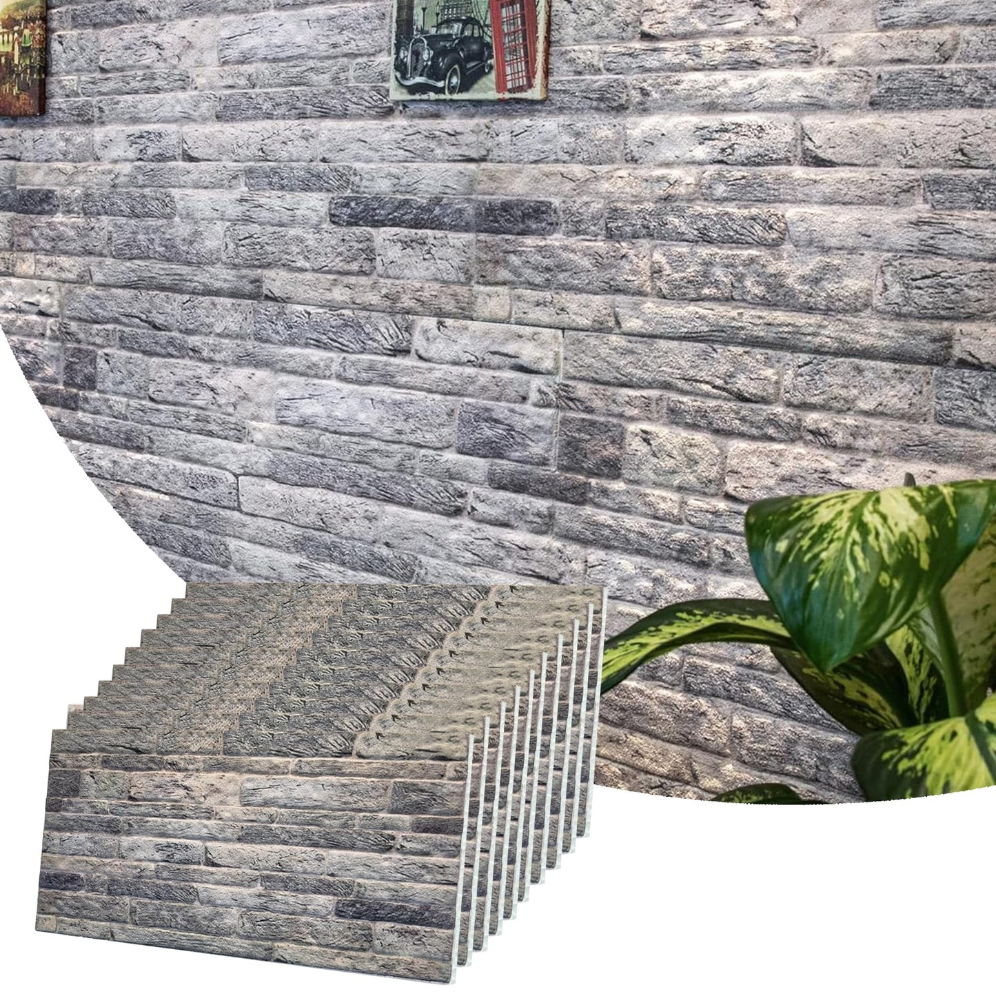 3D Faux Brick Wall Panels, Stone-Look Wall Cladding for Interior Spaces
