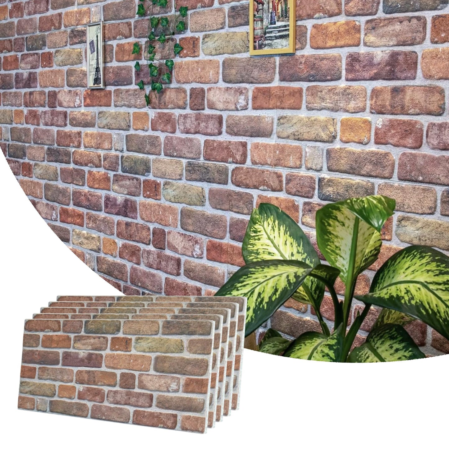 3D Faux Brick Wall Panels, Stone-Look Wall Cladding for Interior Spaces