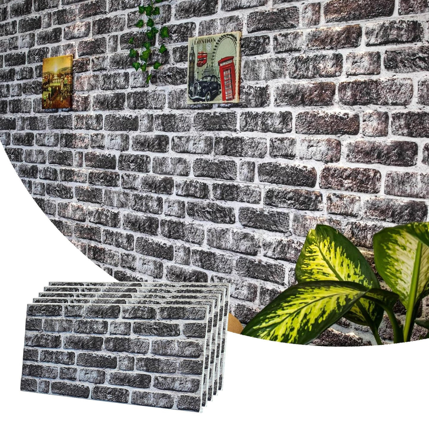 3D Faux Brick Wall Panels, Stone-Look Wall Cladding for Interior Spaces
