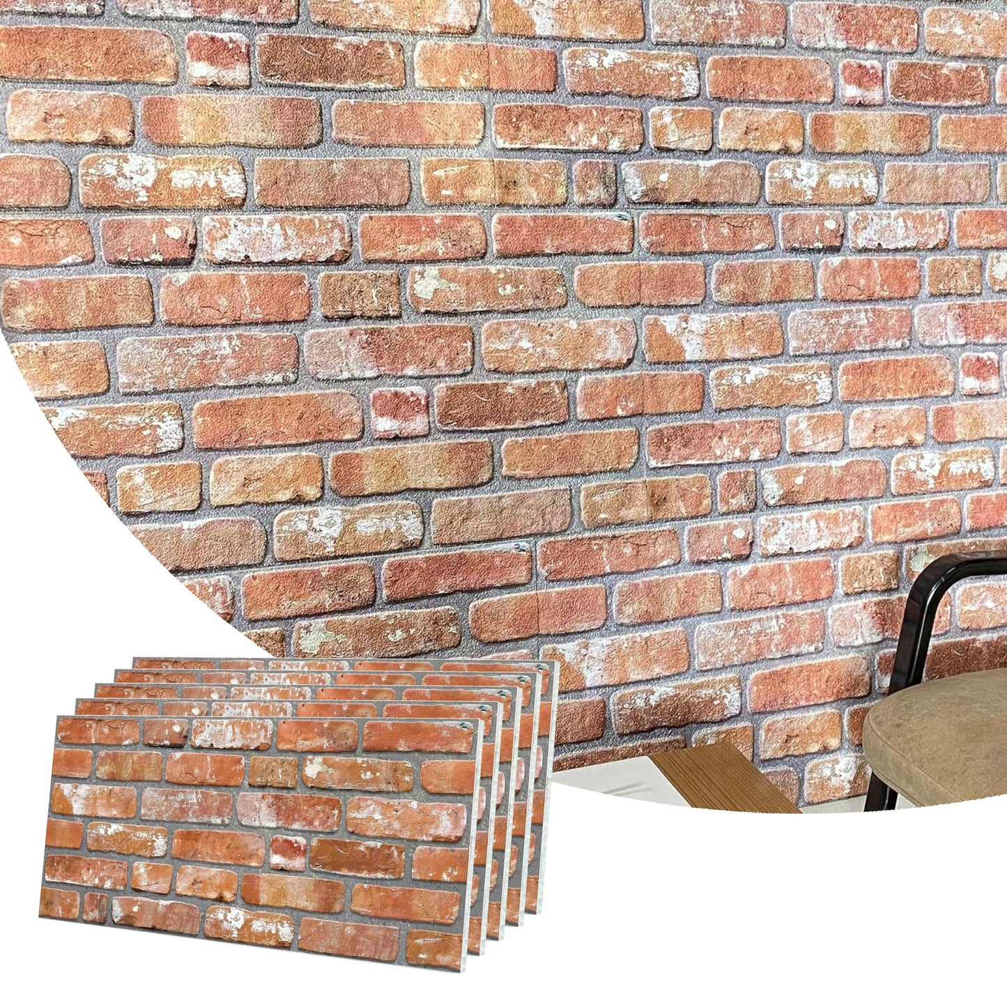 3D Faux Brick Wall Panels, Stone-Look Wall Cladding for Interior Spaces