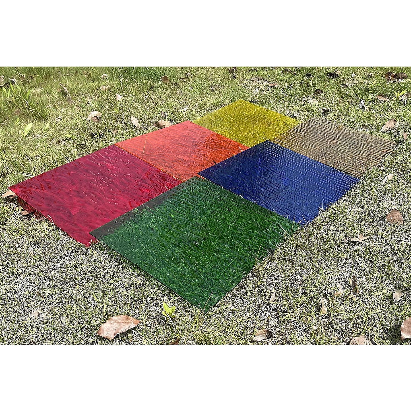 Mosaic Stained Glass Sheets 12" × 12", 6-Pack Assorted Colors for DIY Crafts & Art Projects