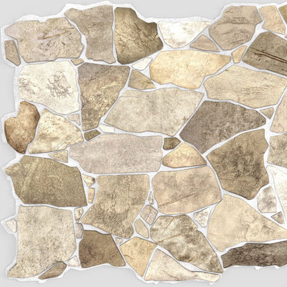 3D Faux Stone PVC Wall Panels, Brown Beige, Pack of 10