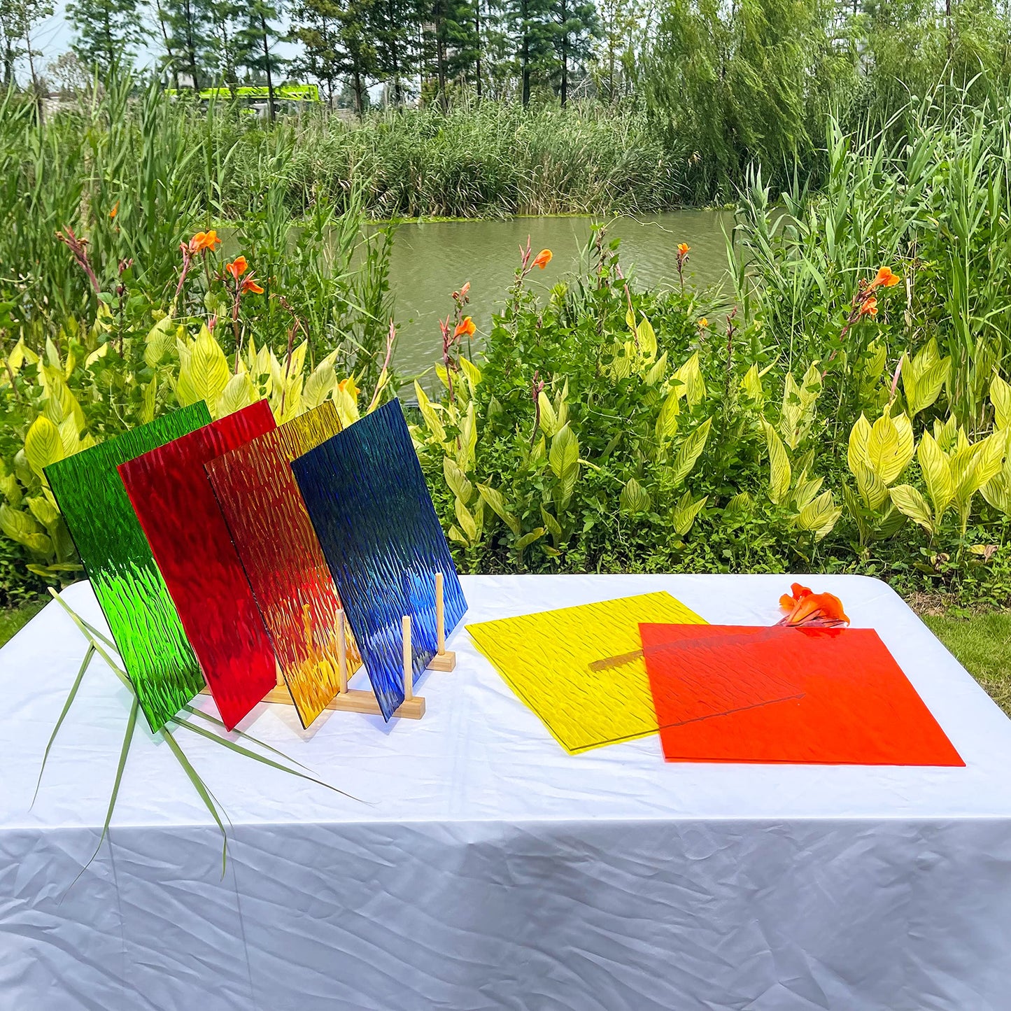 Mosaic Stained Glass Sheets 12" × 12", 6-Pack Assorted Colors for DIY Crafts & Art Projects